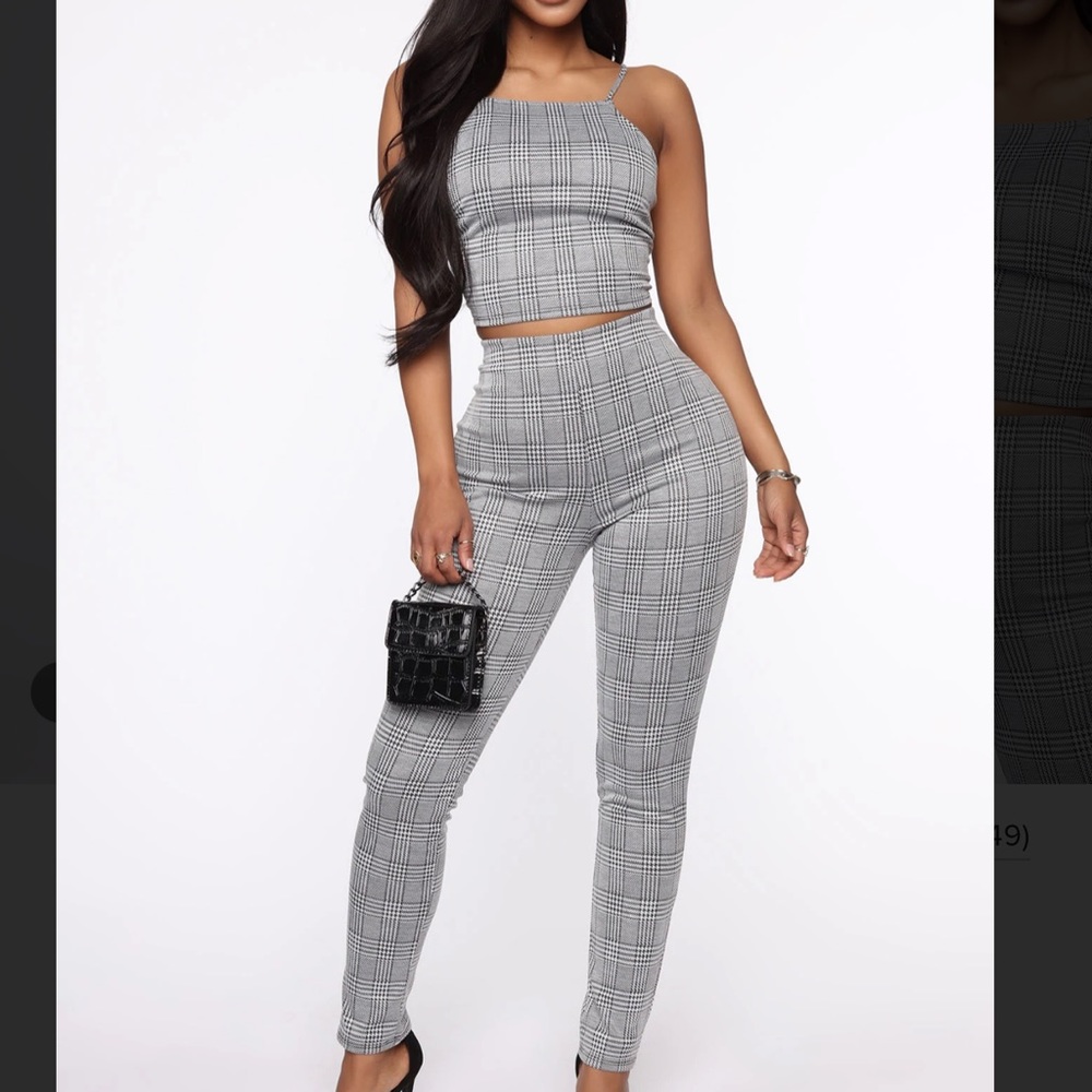 Plaid top and leggings set